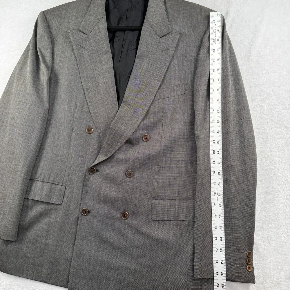 Vtg Brioni Suit Jacket Double Breasted Mens 42L Wool Cashmere Blend Peak Lapel